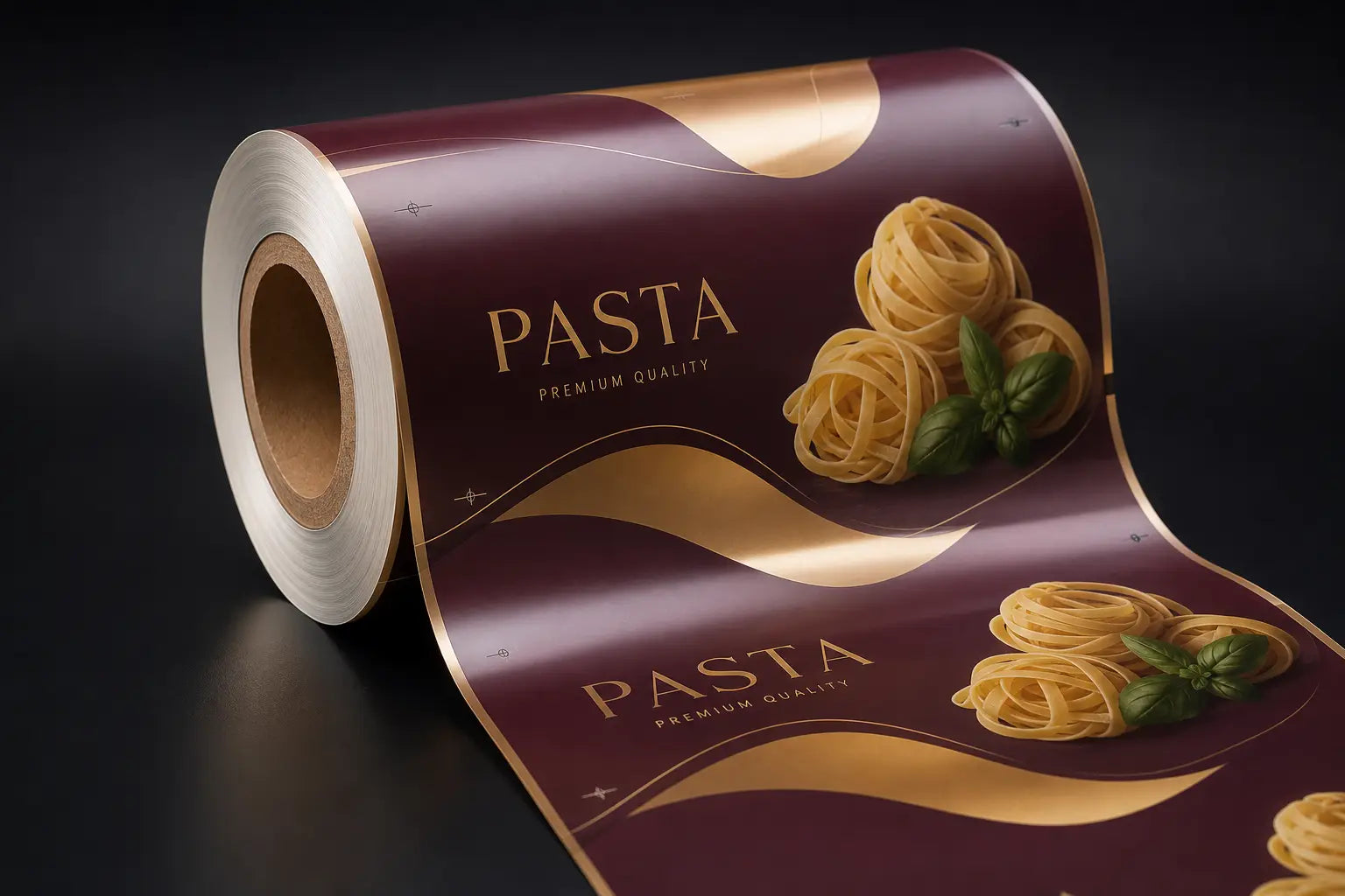 Printed rollstock film with registration marks visual