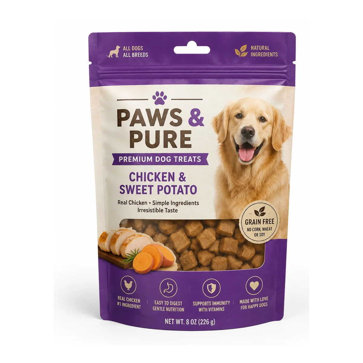 Pet food pouch packaging format reference