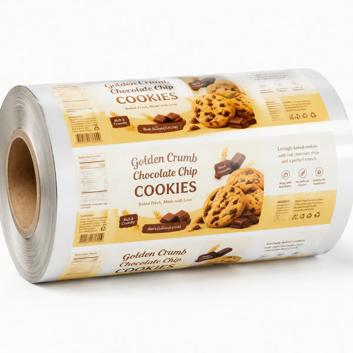 Single printed roll film showing artwork and barcode review area