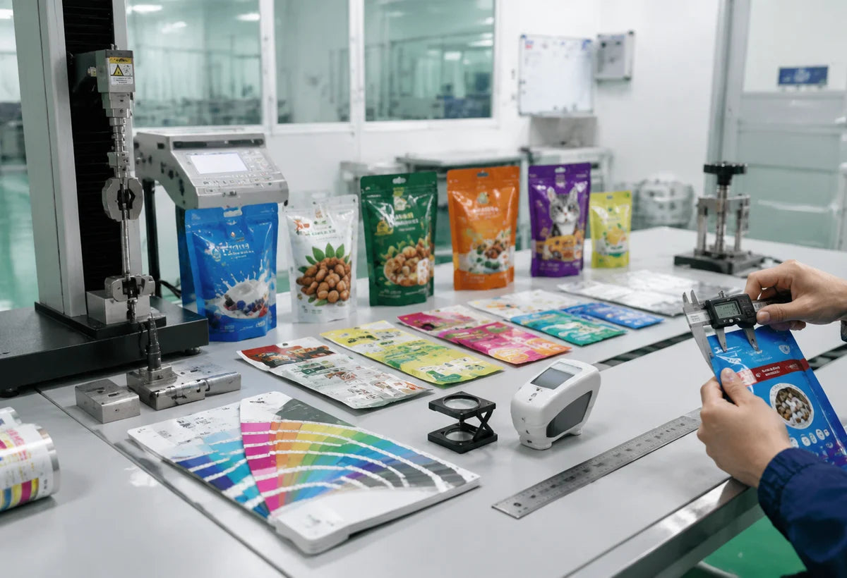 Artwork and material review table for flexible packaging route discussion